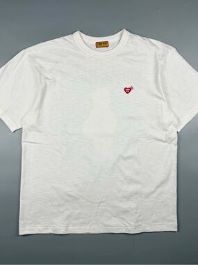 Human Made White Graphic T-Shirt Tiger Back Print Heart Logo Size M Japan